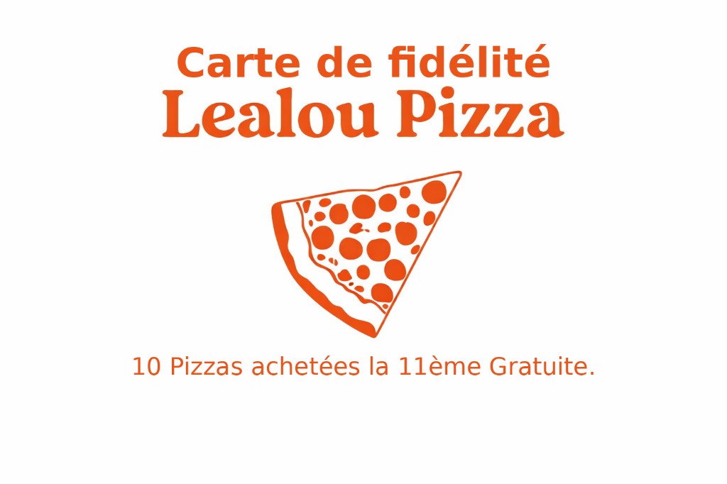 Carte de fidélité Lealou - 10 pizzas achetées, la 11ème gratuite